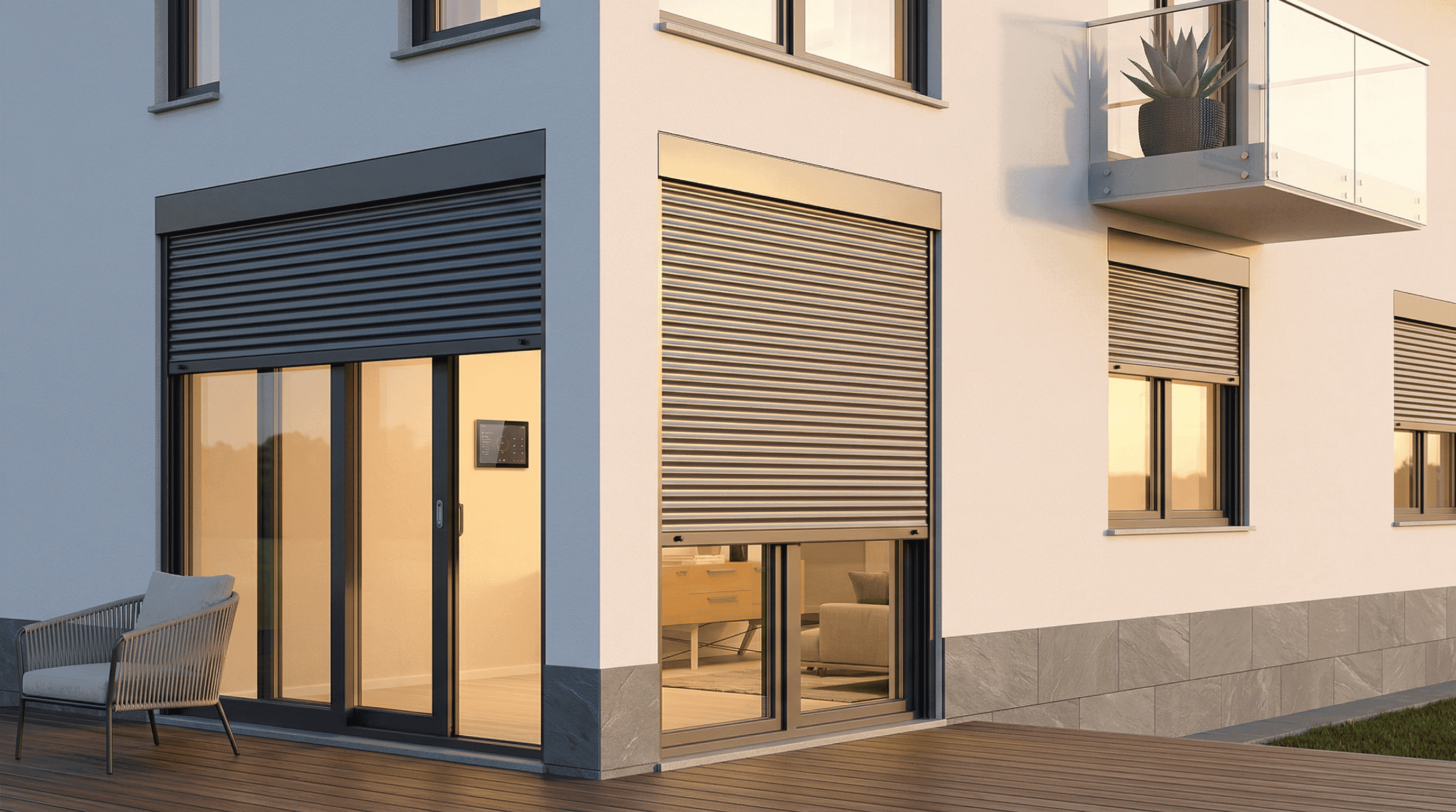 Automated roller shutters with smart home wall controller
